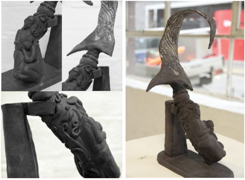 Ceramic Sculpture of a ceremonial dagger.