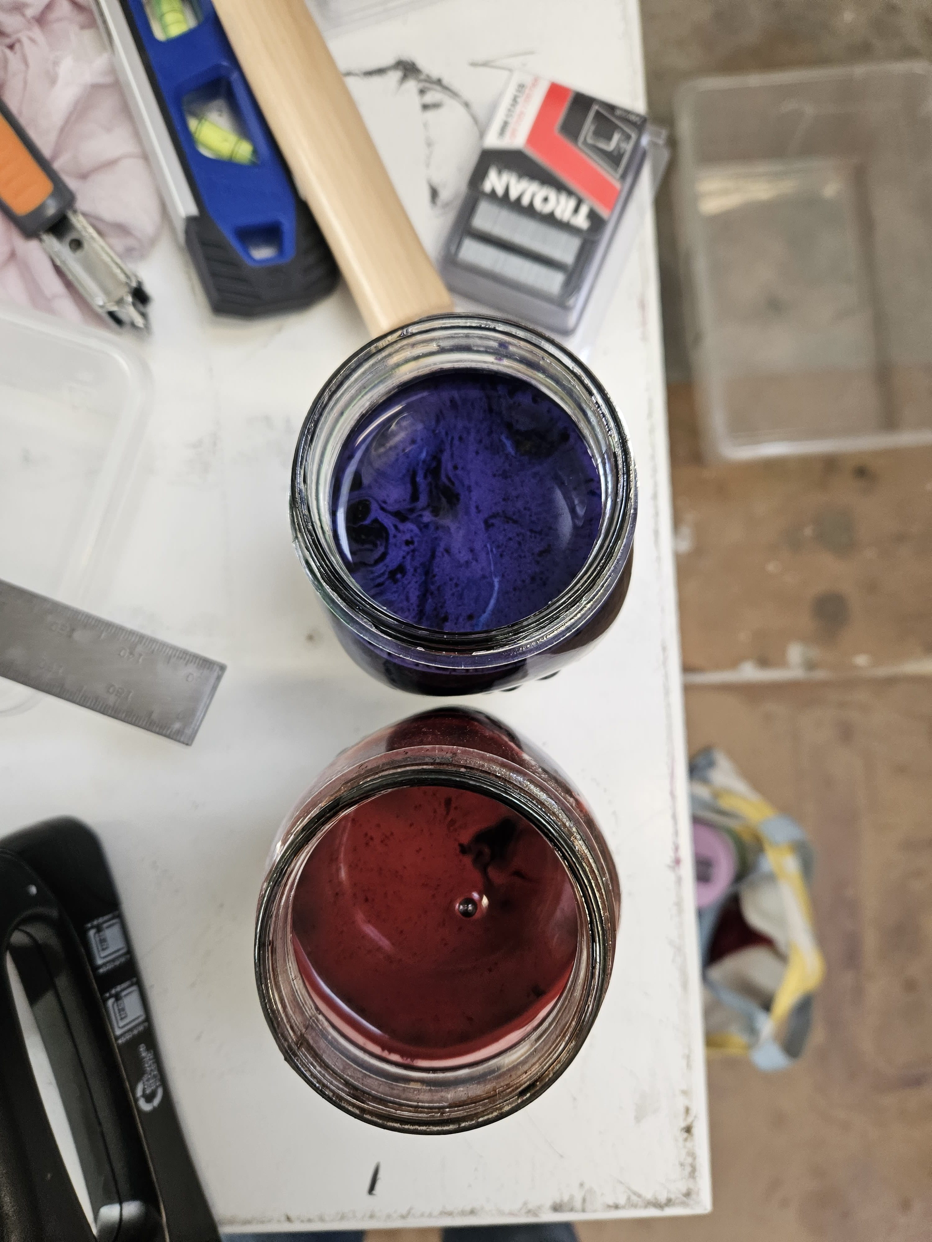 fabric dyes in jars