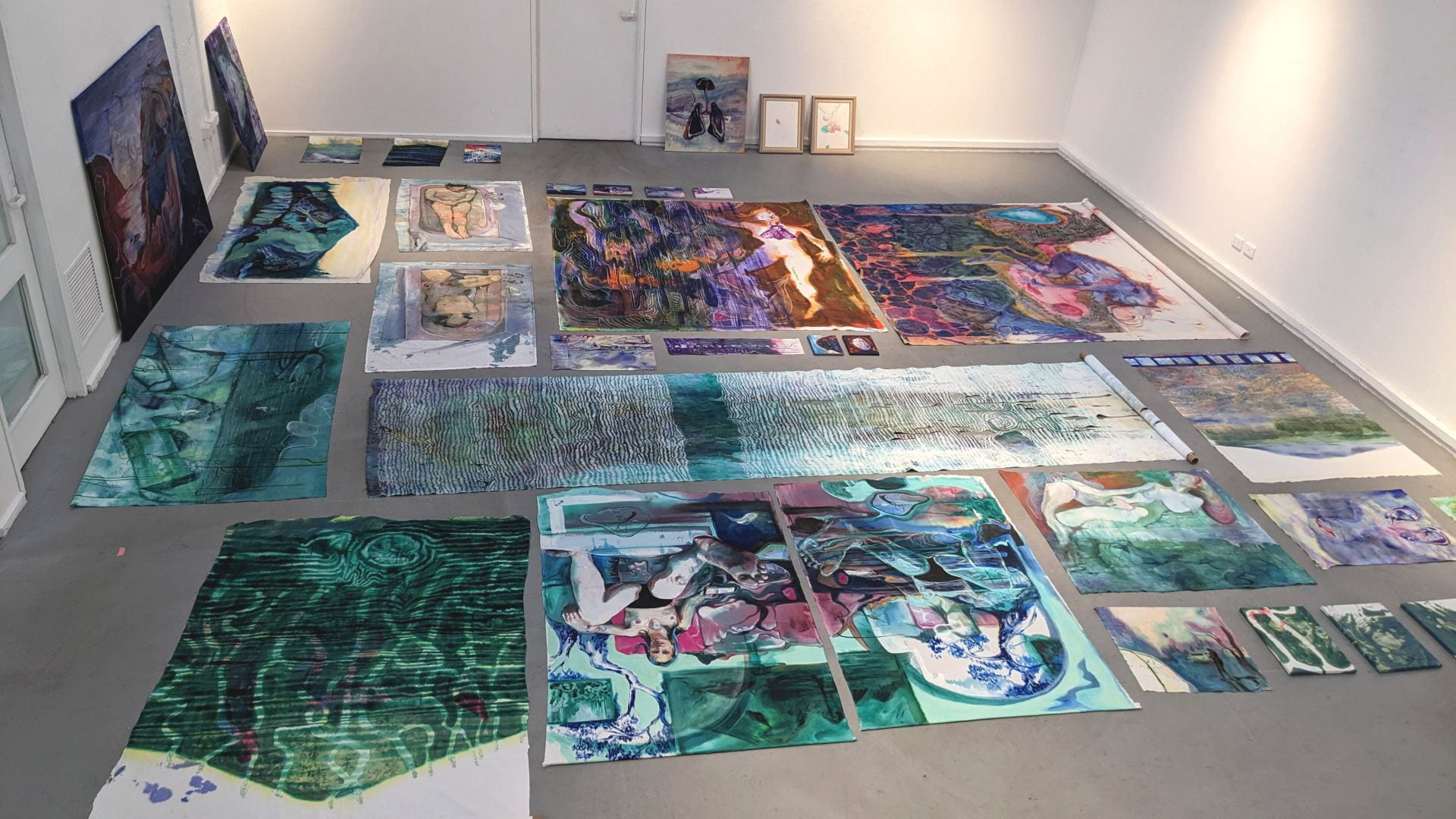 Paintings laid out at RMIT