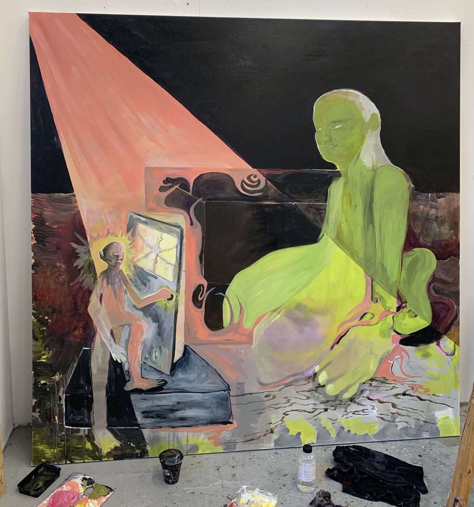 Large scale painting in studio space
