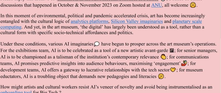 Critical AI in the Art Museum: Practices & Politics
